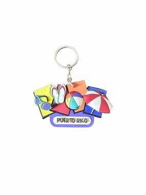 Puerto Rico Beach Keychain - Colorful Summer Design